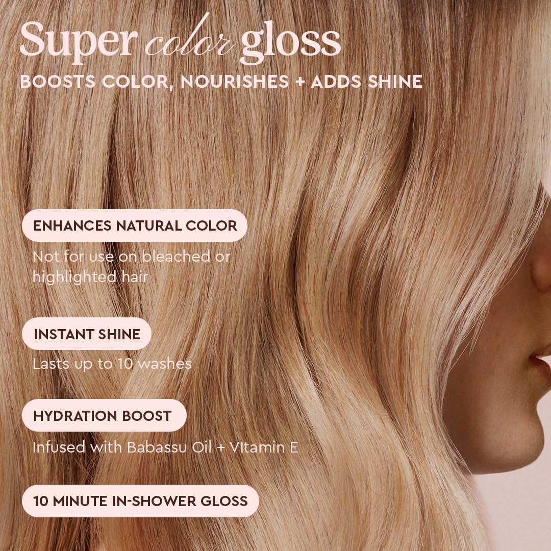 glaze applying Honey Blonde gloss to a natural blonde strand for tone boost