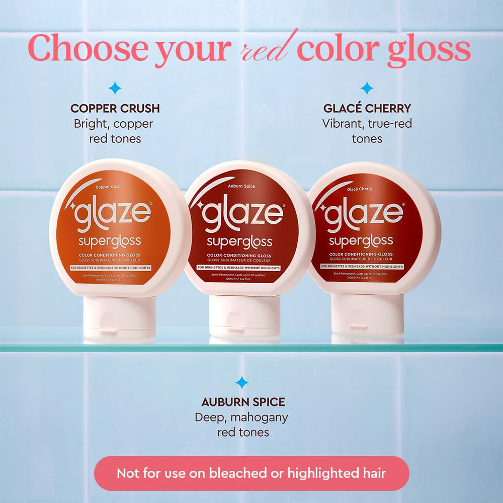 glaze Supergloss on a bathroom shelf showing routine-ready convenience benefit