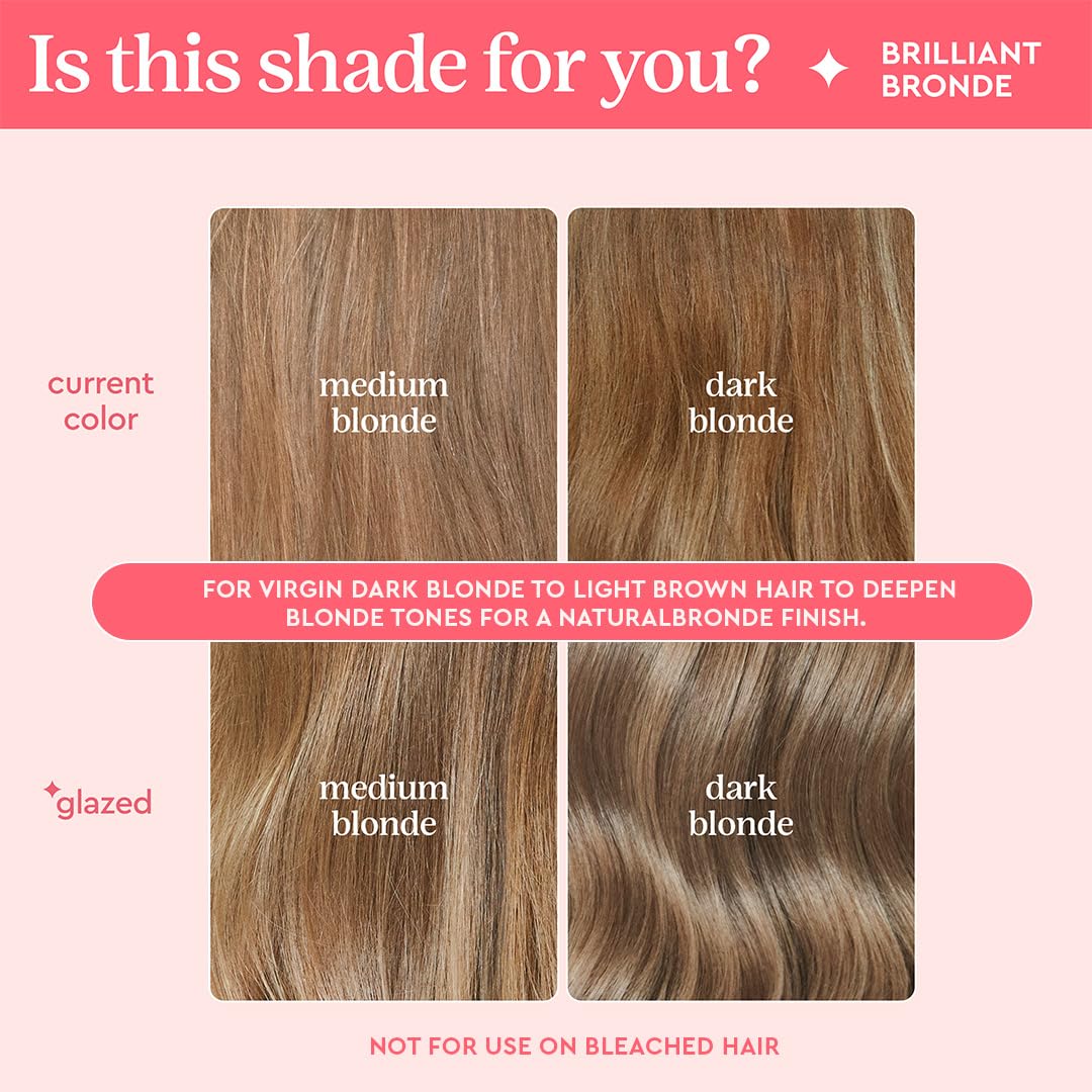 glaze before and after on dark blonde showing visible tone refresh benefit