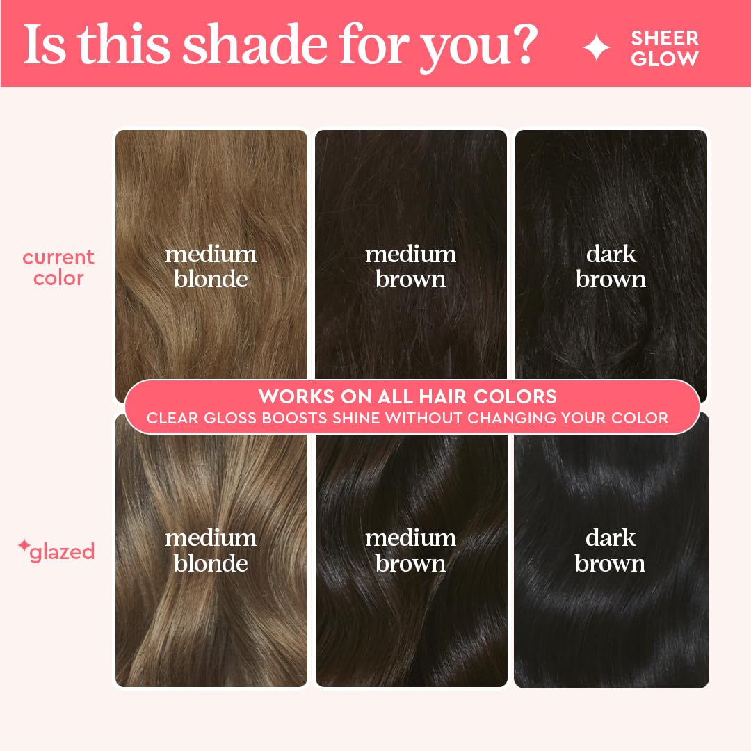 glaze before and after hair showing improved color depth and gloss