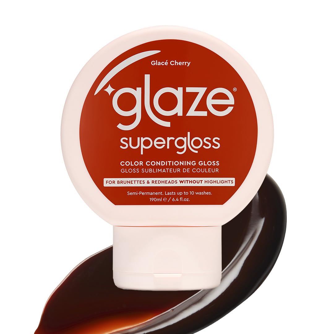 glaze front bottle of Supergloss showing vibrant red and volume benefit