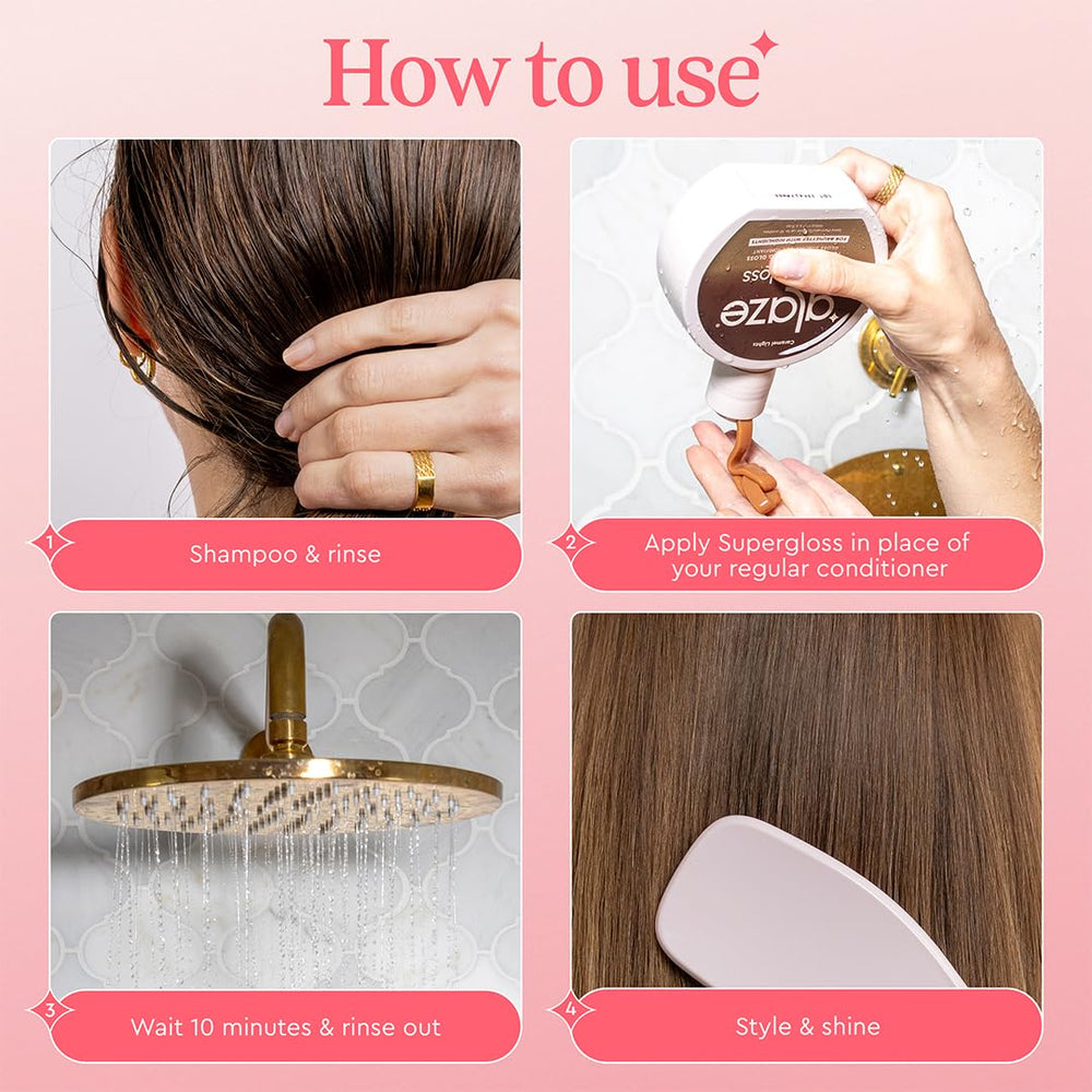 glaze label showing ingredients and vitamin e for nourishment benefit