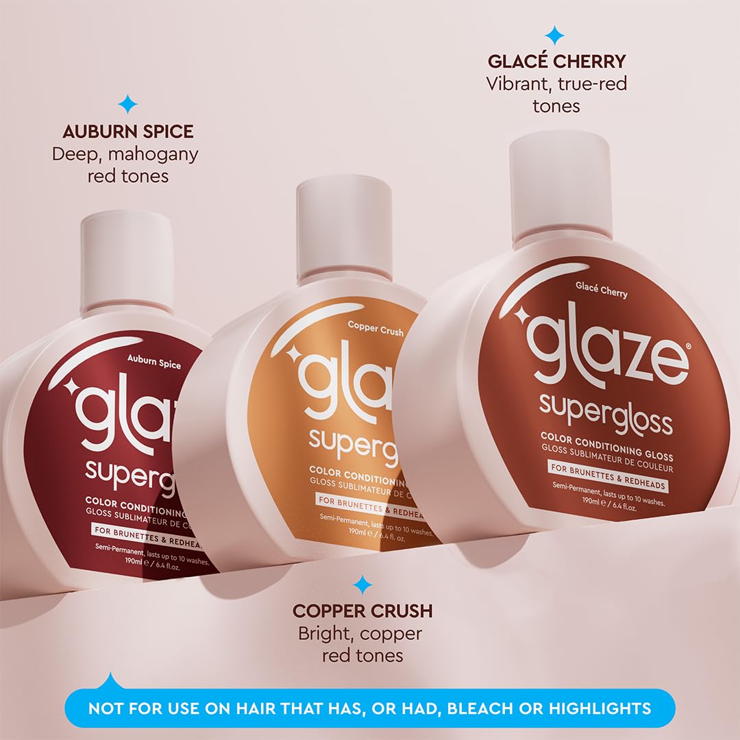 glaze lifestyle image hair with glossy copper shine showcasing salon-like finish
