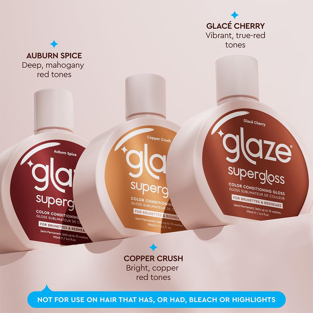 glaze lifestyle image hair with glossy copper shine showcasing salon-like finish