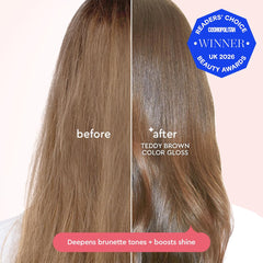 glaze gloss being applied to hair ends improving color consistency