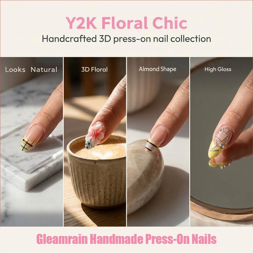 Gleamrain applied side profile on fingers illustrating natural look and sparkle