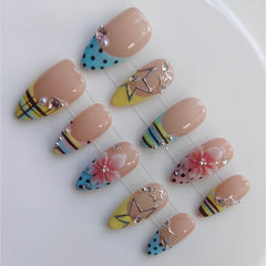 Gleamrain front view set showing colorful Y2K nail mix and bold charms