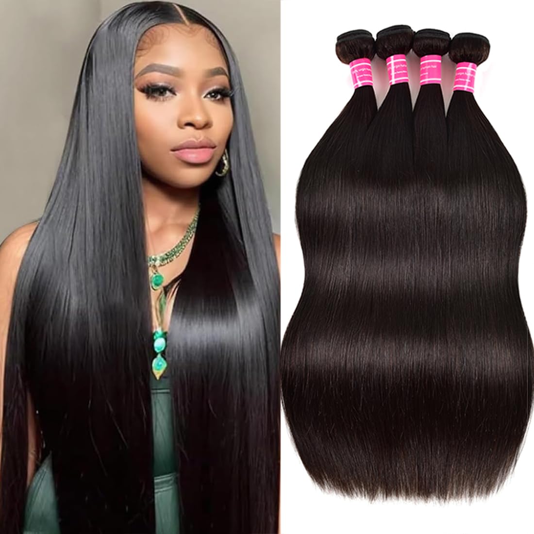 Glebinly front packaging showing four straight bundles and natural black color benefit blending
