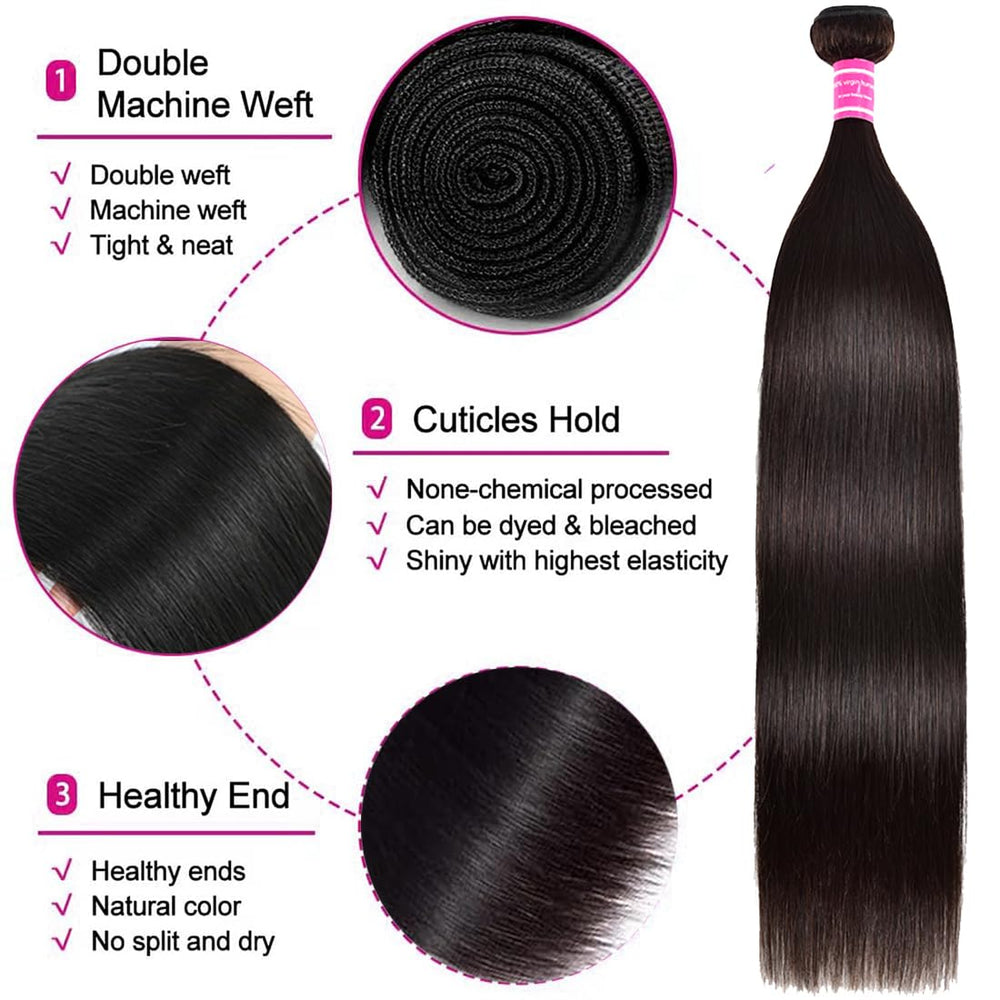 Glebinly model wearing 28-inch bundles demonstrating length and natural blend benefit
