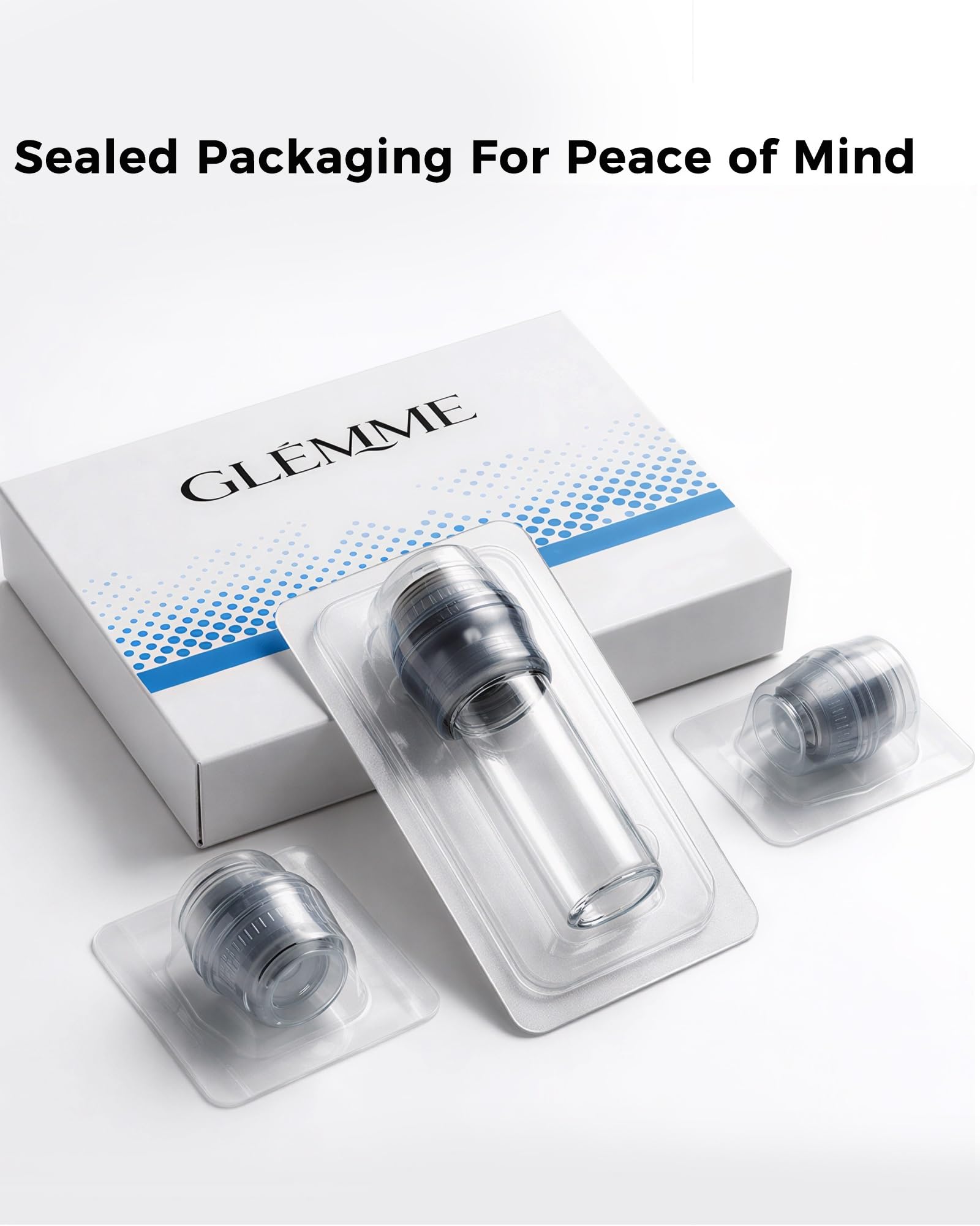 Glemme staged on a bathroom counter to show daily routine integration and convenience benefit
