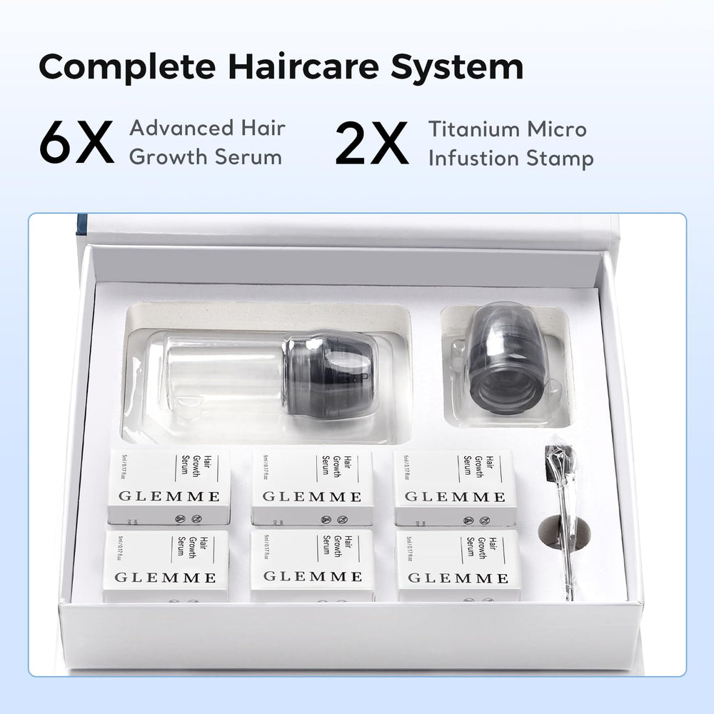 Glemme product label and ingredients panel showing key actives like biotin and hyaluronic acid