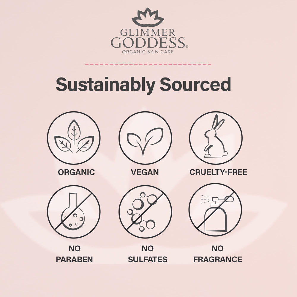 GLIMMER GODDESS application on forearm demonstrating quick absorption benefit