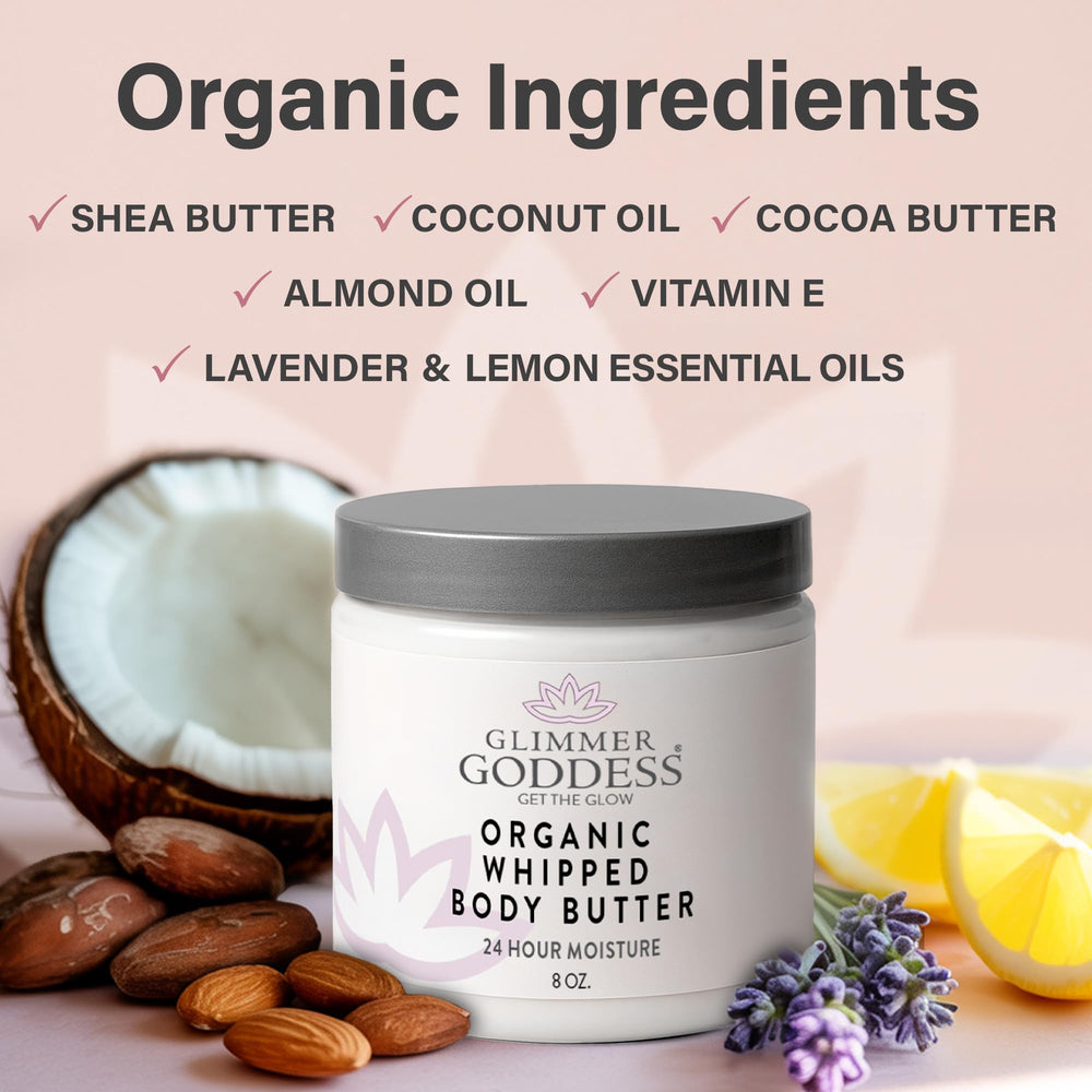 GLIMMER GODDESS open jar top view revealing creamy shea-based moisture