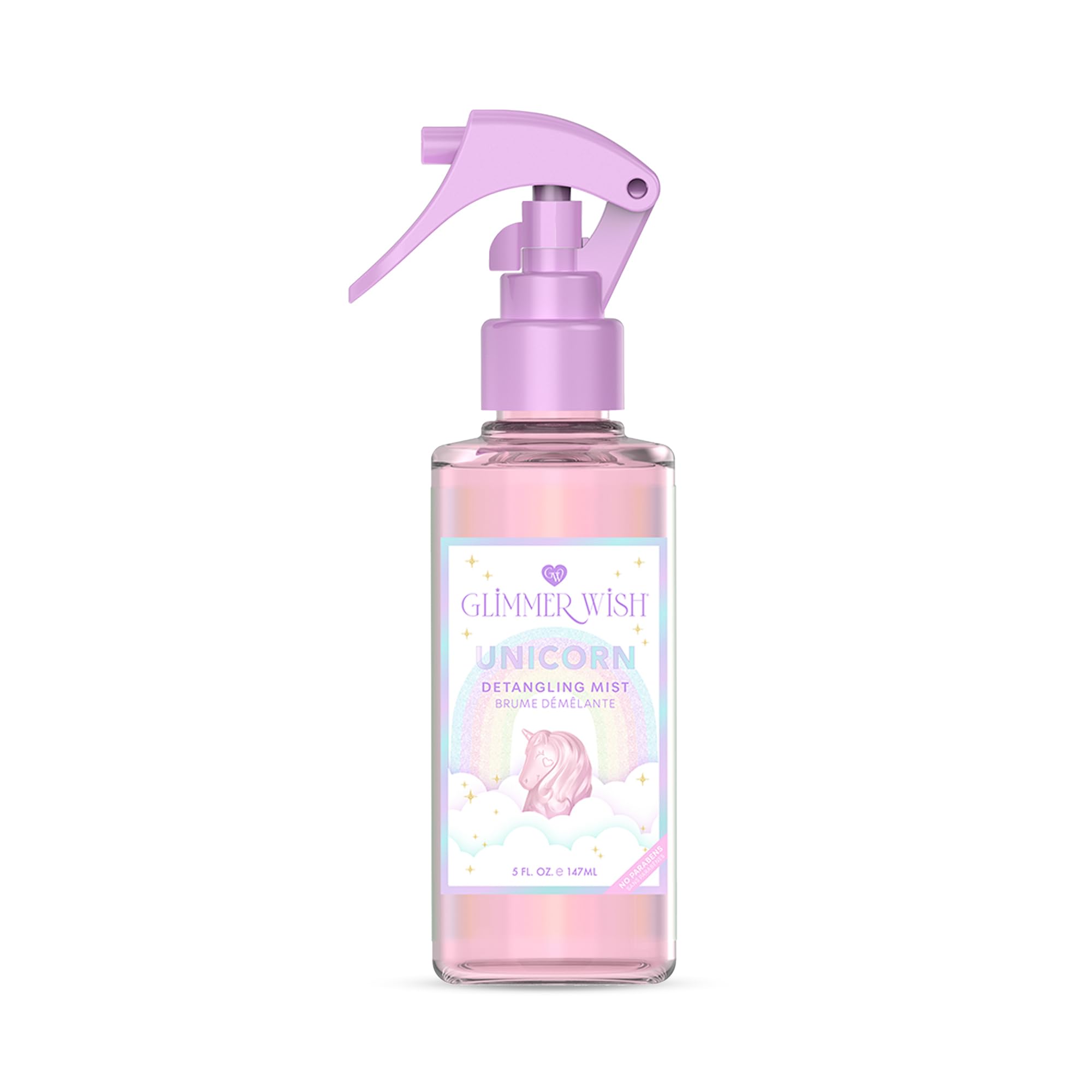 Glimmer Wish front bottle showing label and pink detangler benefit