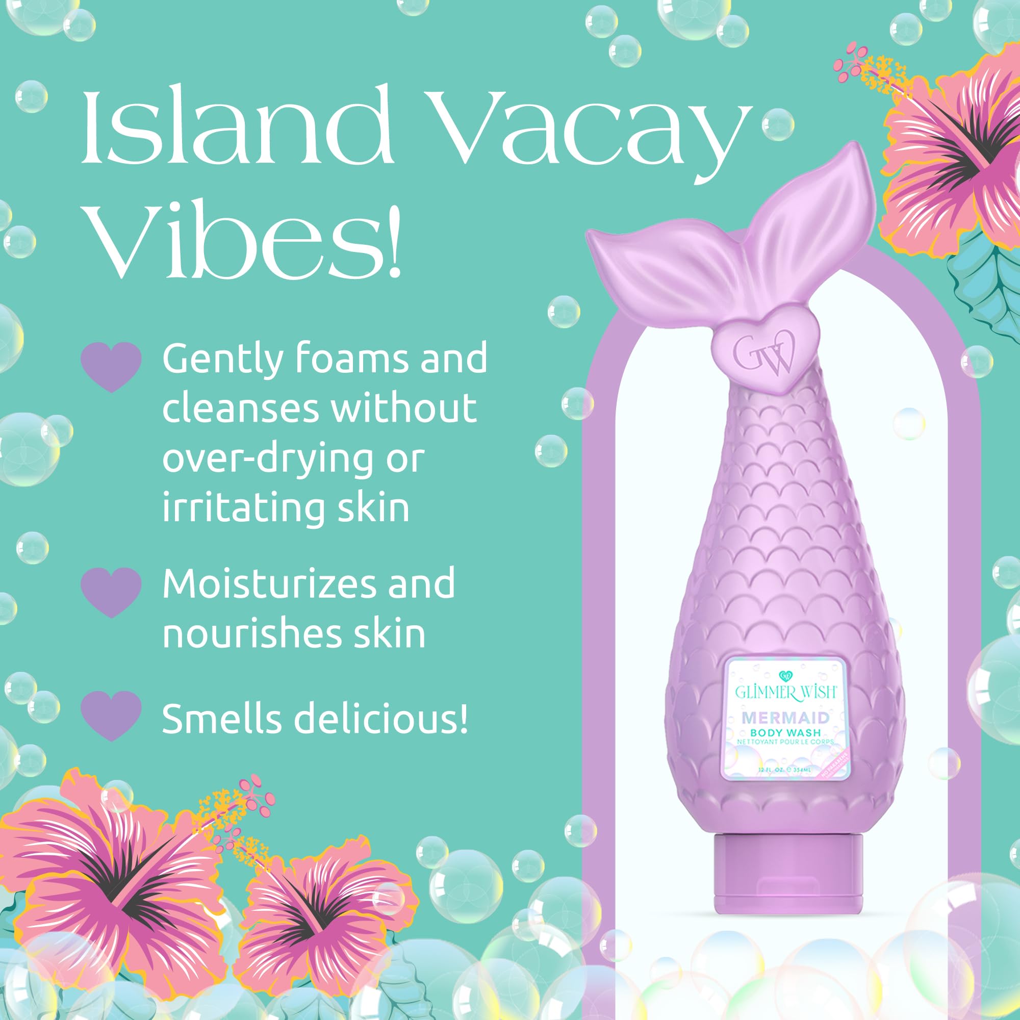 Glimmer Wish close-up label showing ingredients list and gentle formula reassurance