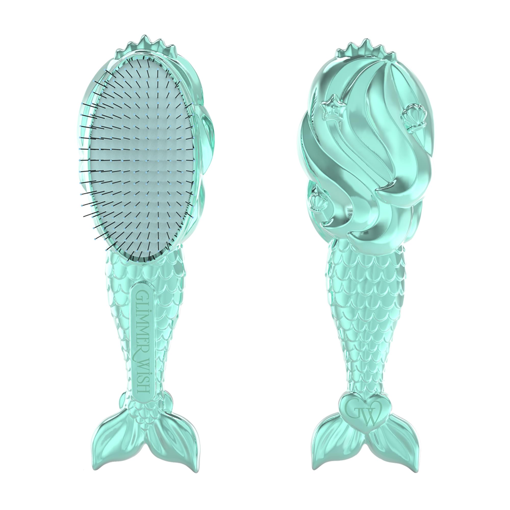 Glimmer Wish mermaid brush front view showing cute design and easy grip