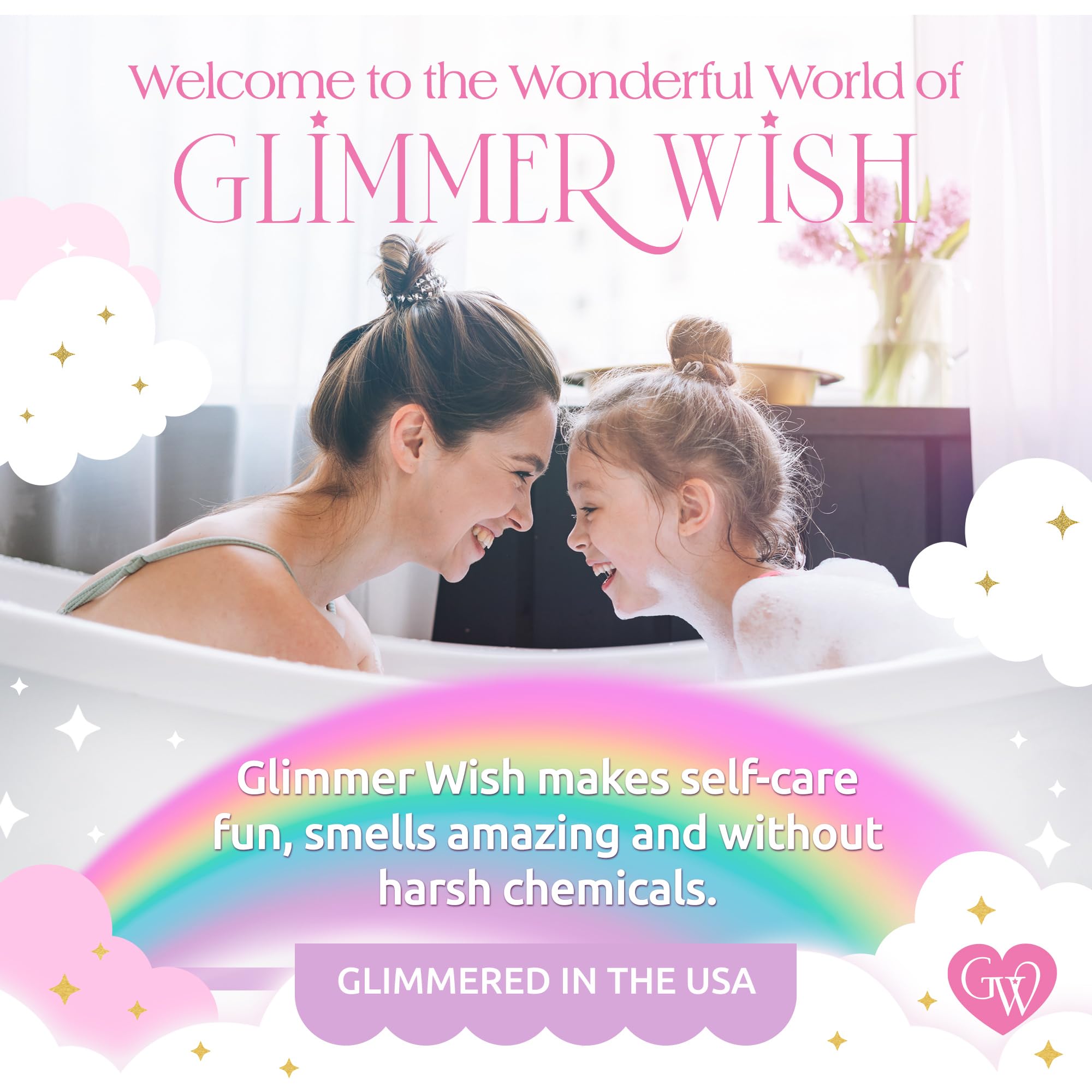 Glimmer Wish held in hand to show 5 fl oz travel-size convenience