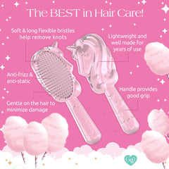 Glimmer Wish brush held in a child’s hand to promote independent grooming