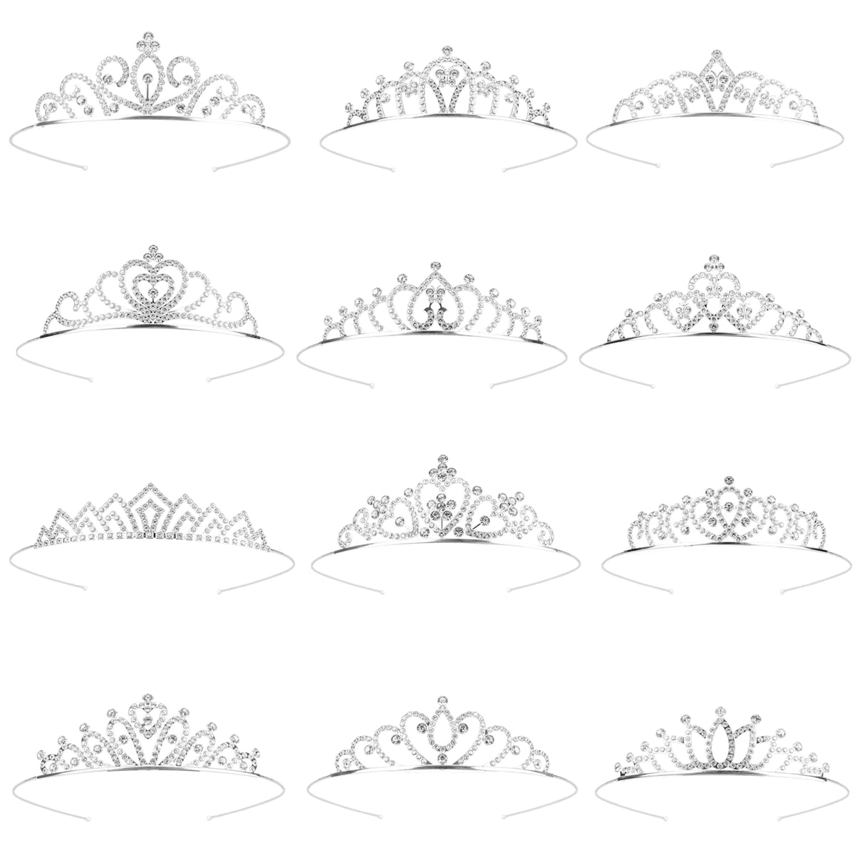GLITZJOY front packaging showing twelve silver tiaras and gift-ready presentation