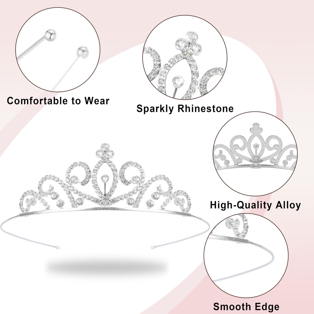 GLITZJOY tiara next to a ruler showing 4.76-inch diameter size