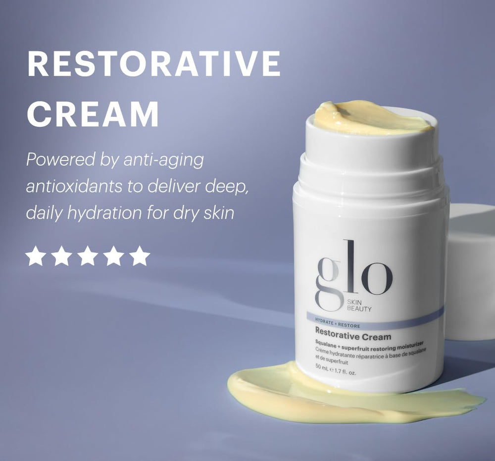 Glo Skin Beauty applied to hand illustrating fast-absorbing comfort benefit