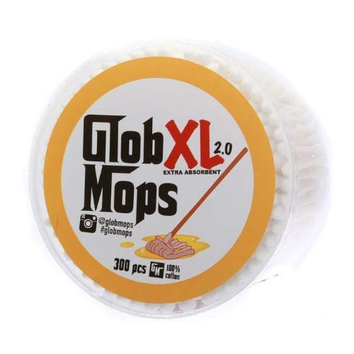Glob Mops swab in-use for makeup correction, demonstrating accuracy and reduced waste