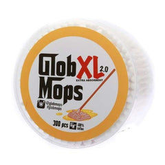 Glob Mops swab in-use for makeup correction, demonstrating accuracy and reduced waste