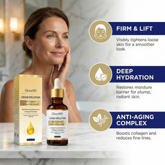 GLORAMD using serum on neck and jawline for firmer-looking skin