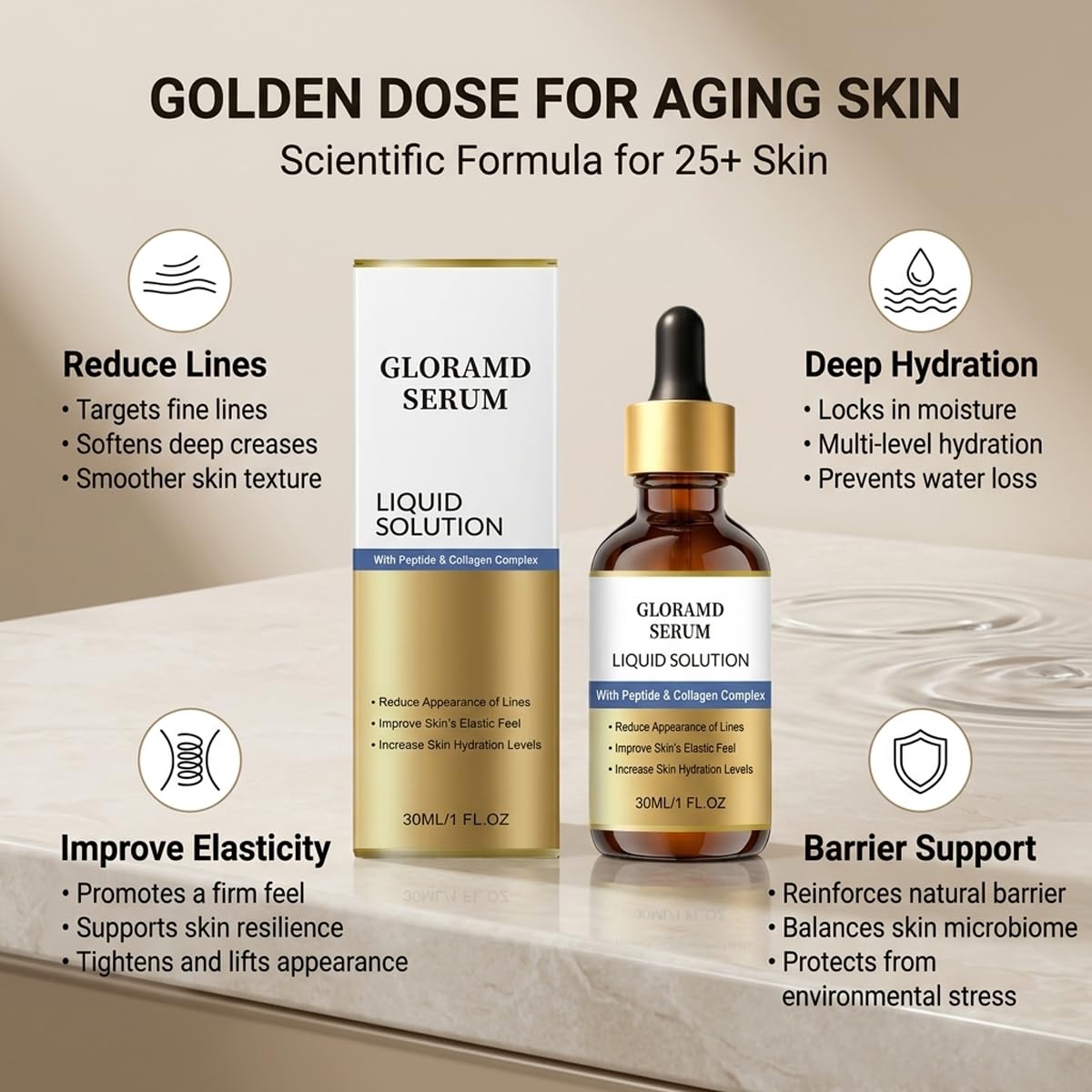 Gloramd Serum texture on hand demonstrating lightweight hydration