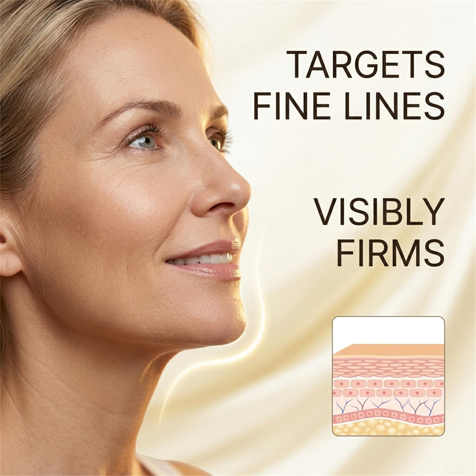 Gloramd Solution being applied to cheek demonstrating easy layering under makeup