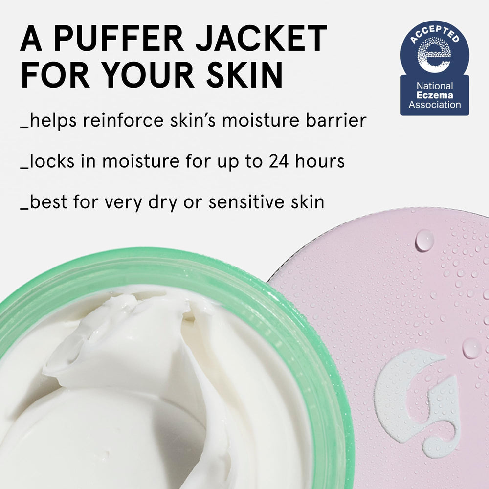 Glossier After Baume creamy texture swipe demonstrating rich hydration benefit