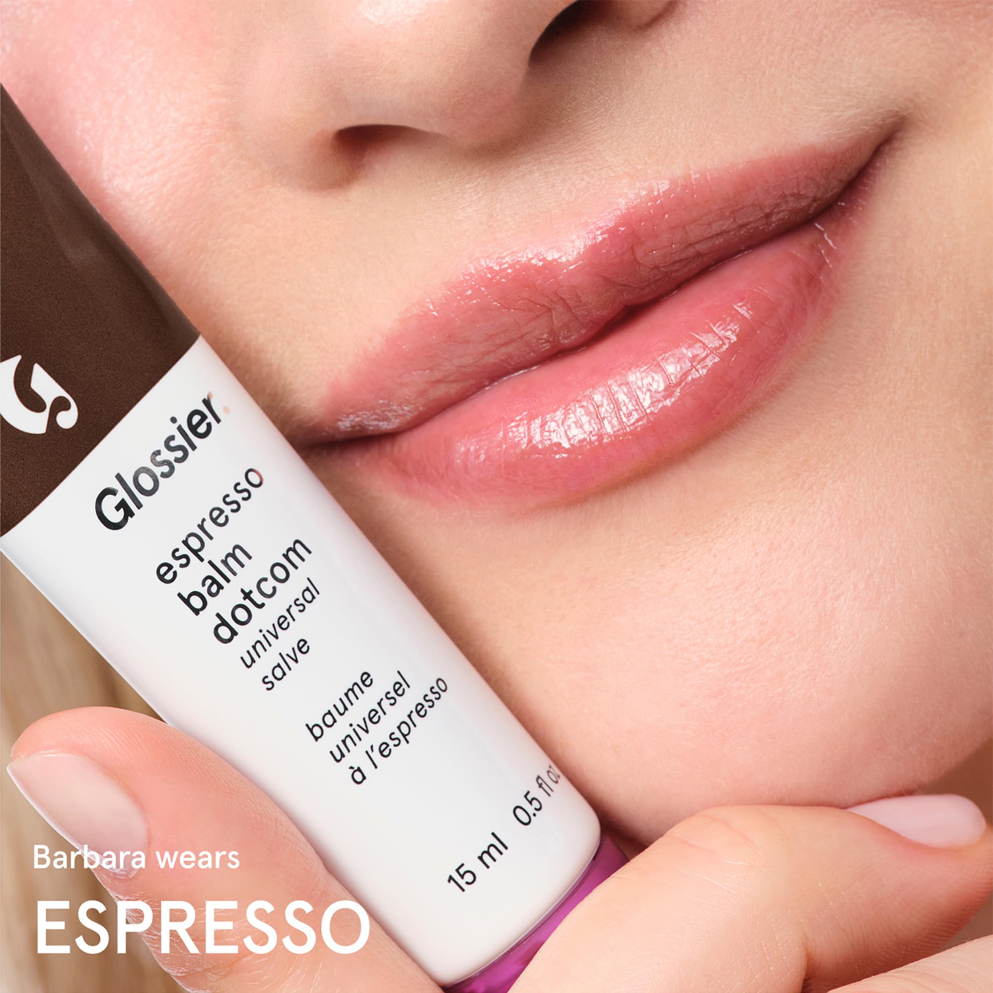 Glossier balm smoothed on elbow demonstrating barrier protection and dryness relief