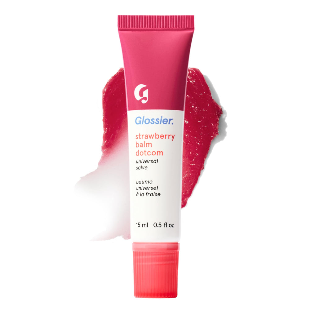 Glossier Balm Dotcom front packaging showing tube and label benefit hydration