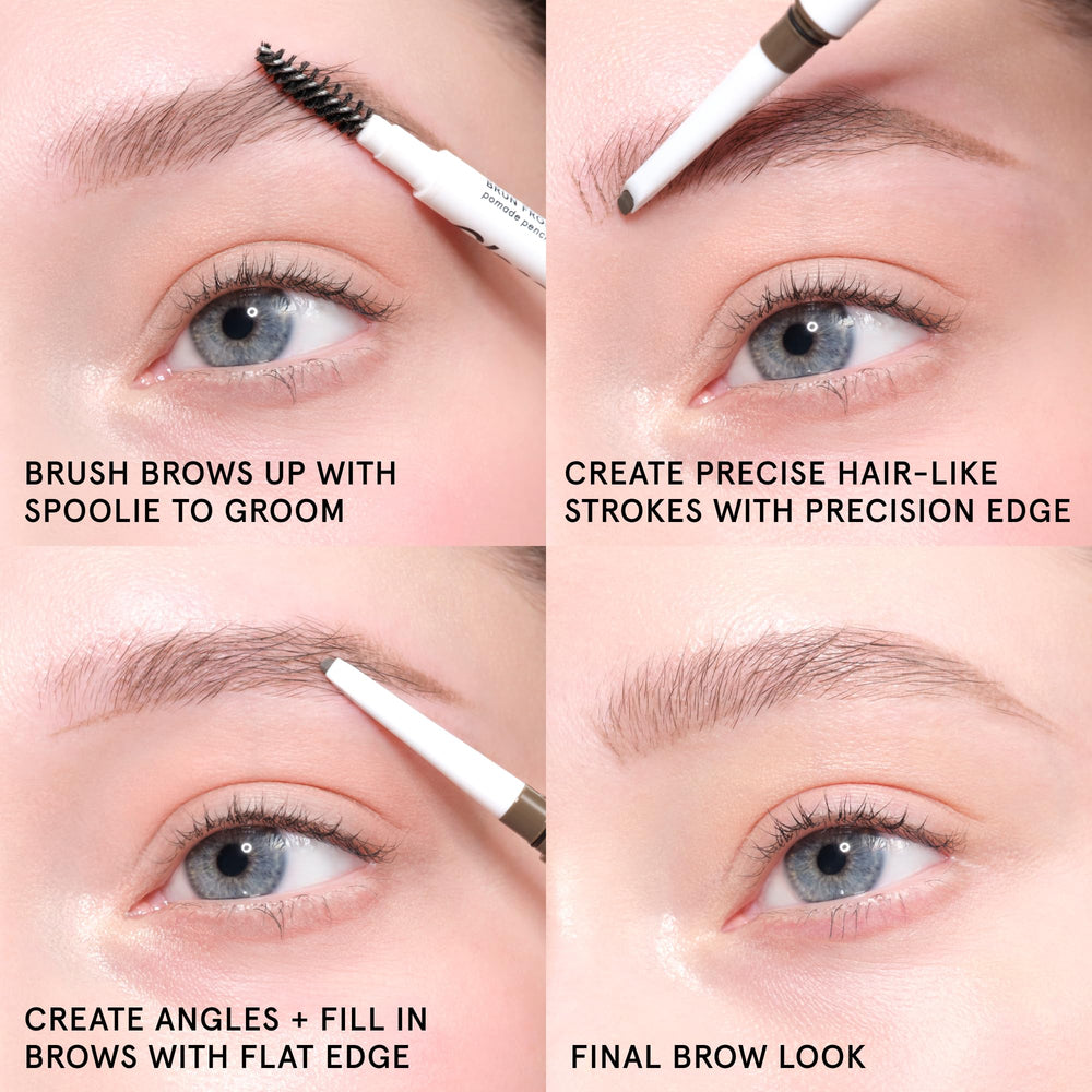 Glossier Boy Brow Arch precision stroke demo creating hair-like brow flicks