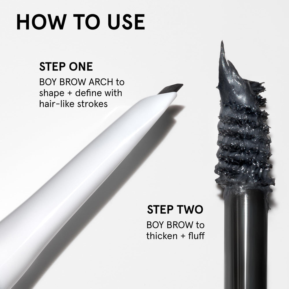 Glossier Boy Brow Arch beside a coin to show slim size and travel-friendly design