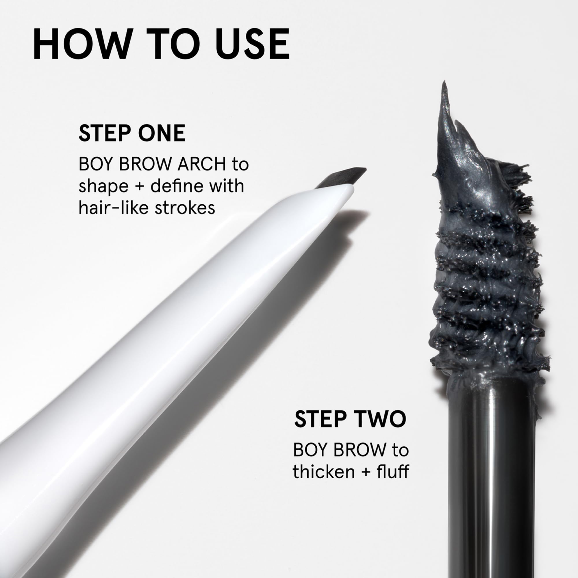 Glossier Boy Brow mini wand next to coin for travel-friendly scale