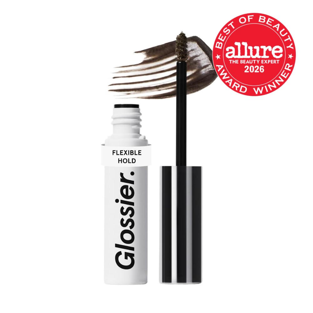 Glossier Boy Brow open tube with mini brush demonstrating precise application