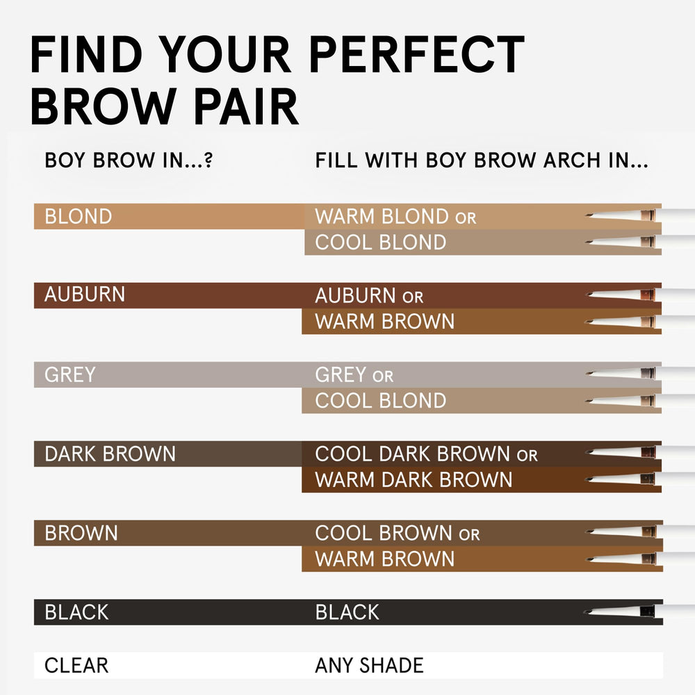 Glossier Boy Brow next to hand for scale showing portable size and travel convenience