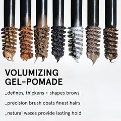 Glossier Boy Brow texture swipe illustrating lightweight non-flaky hold