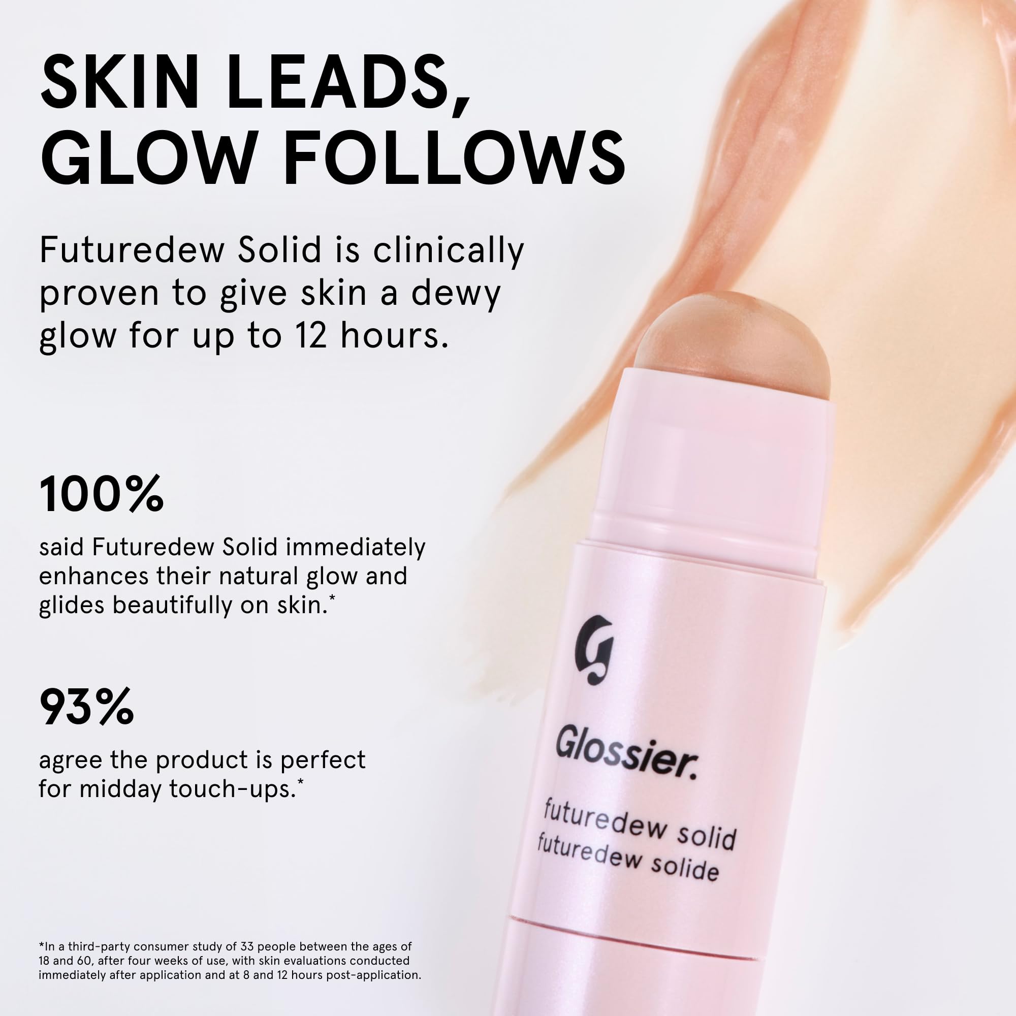 Glossier Futuredew solid open cap detail revealing twist-up stick design