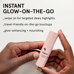 Glossier Futuredew solid stick texture close-up highlighting creamy blend