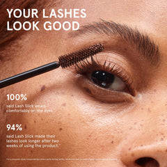 Glossier Lash Slick before and after lashes showing visible length and separation benefit