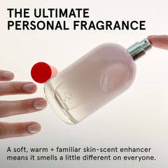 Glossier bottle thumbprint detail emphasizing personal touch and charm