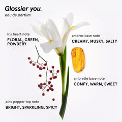 Glossier You atomizer close-up showing spray action for easy application