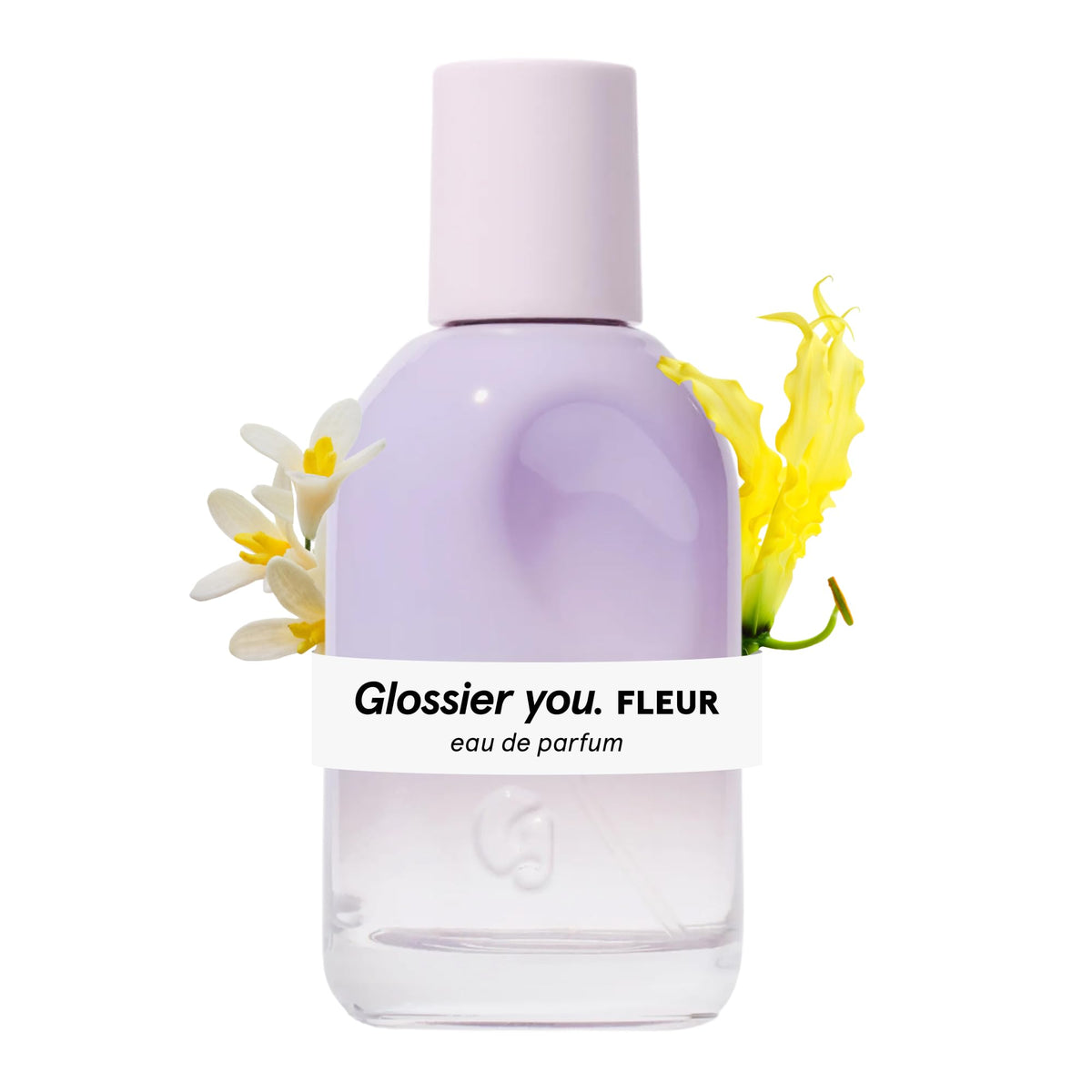 Glossier bottle front view showing design and brand, promotes clean aesthetic benefit
