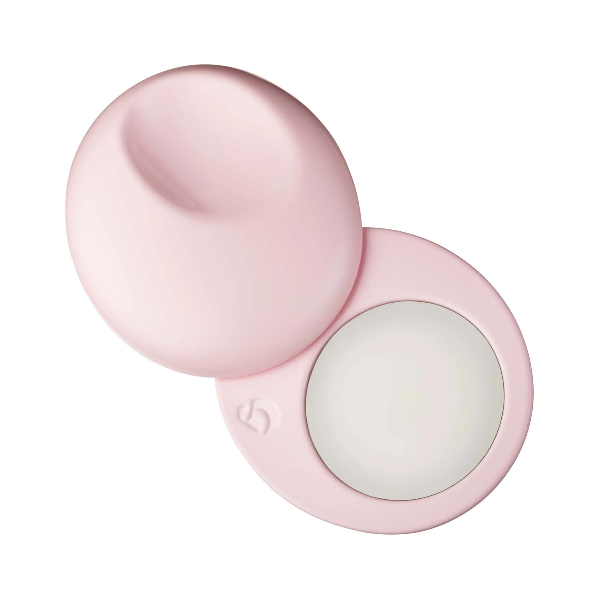 Glossier compact front view showing sleek metal case and branding benefit: travel-ready