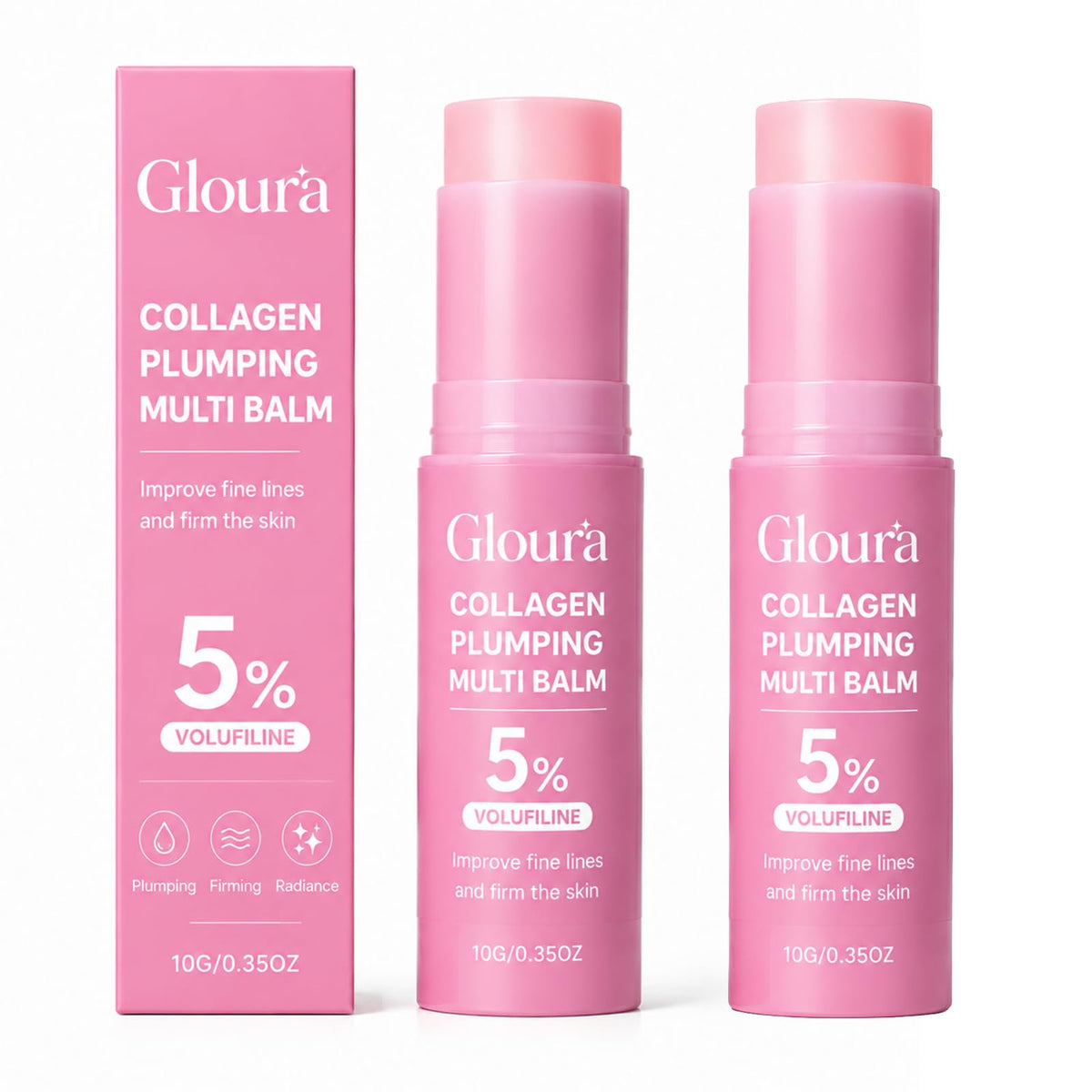 Gloura PDRN Volufiline front packaging showing compact hydrating stick benefit of portability