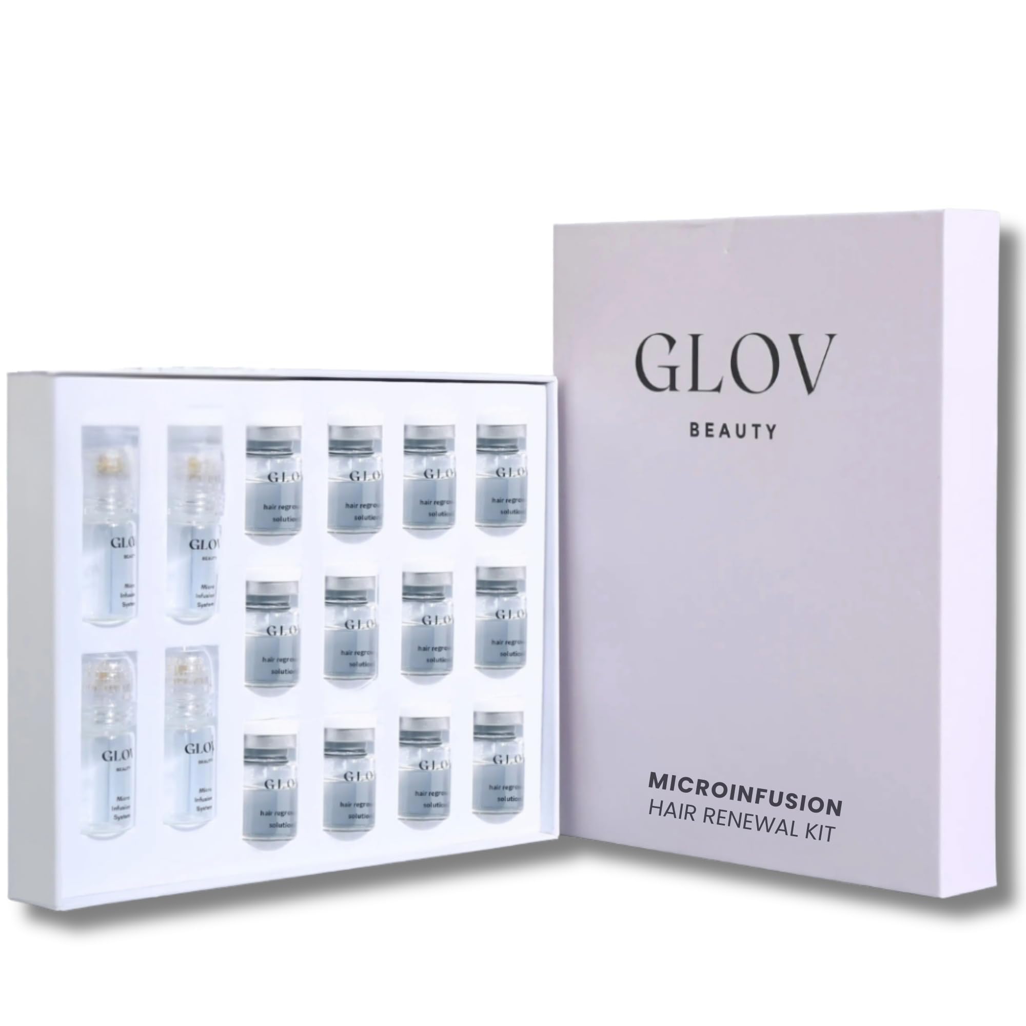 Glov Beauty kit front packaging showing complete micro infusion set benefits