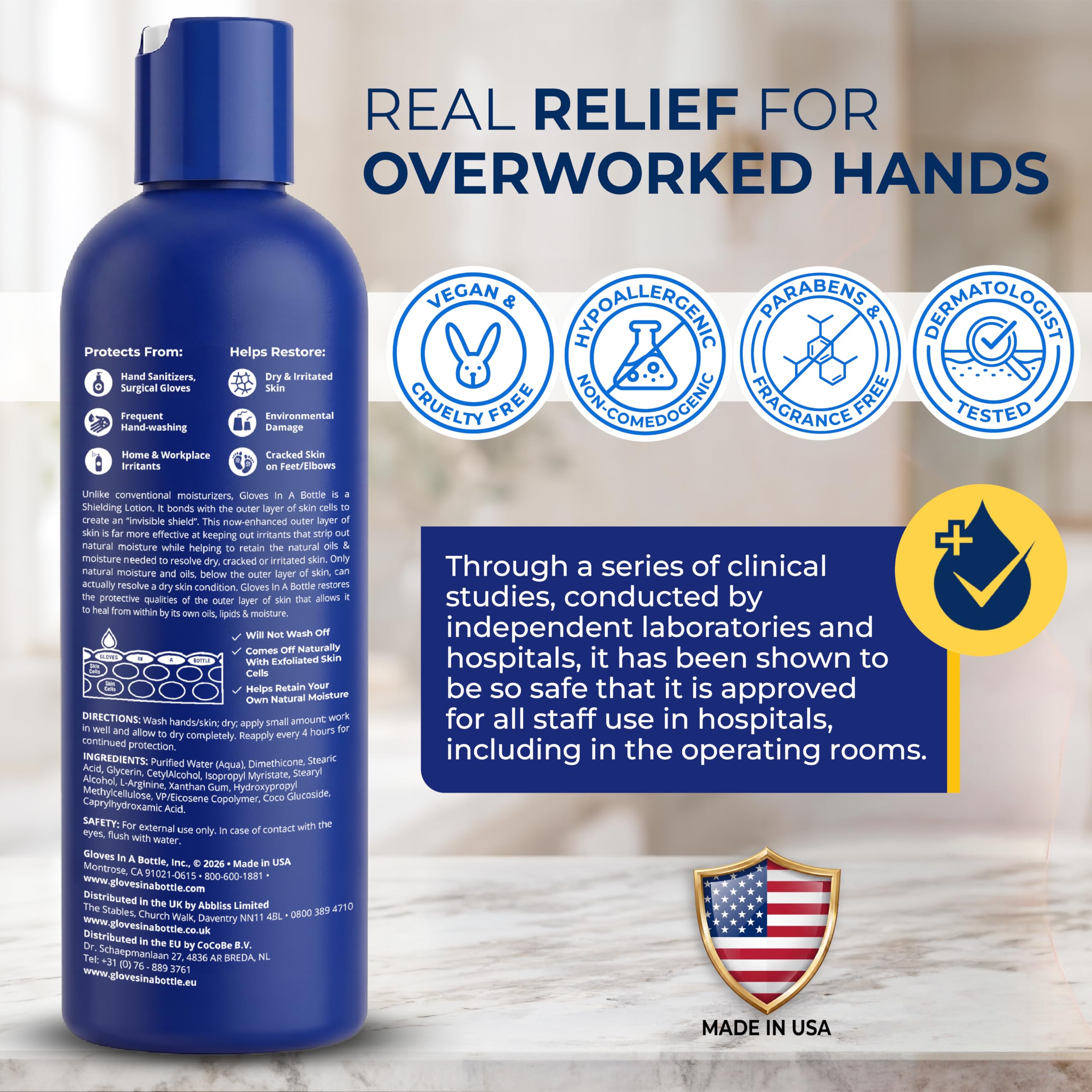 Gloves In A Bottle in a kitchen setting protecting hands while cooking