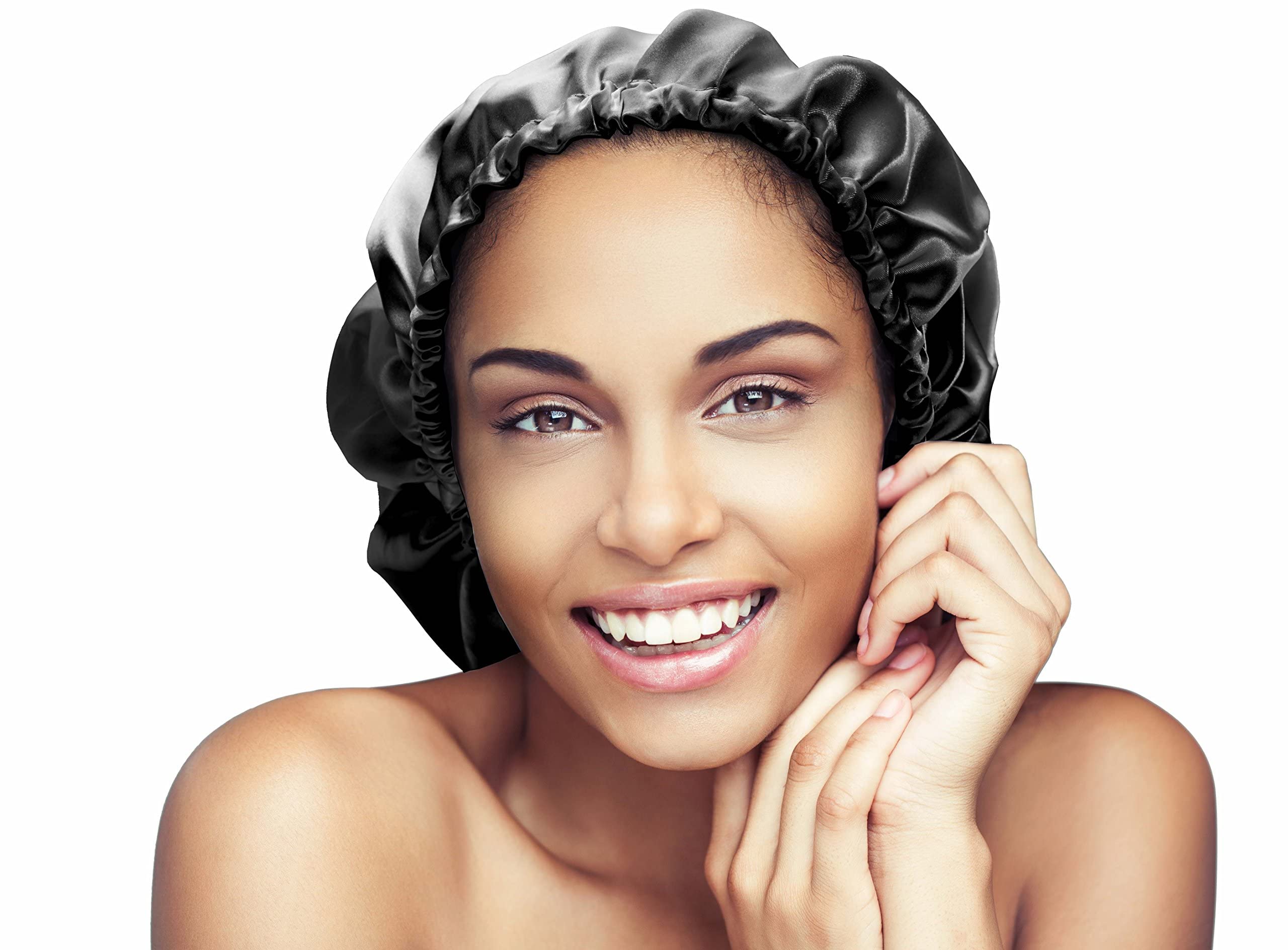 Glow By Daye bonnet next to hands showing extra-large 23 inch coverage